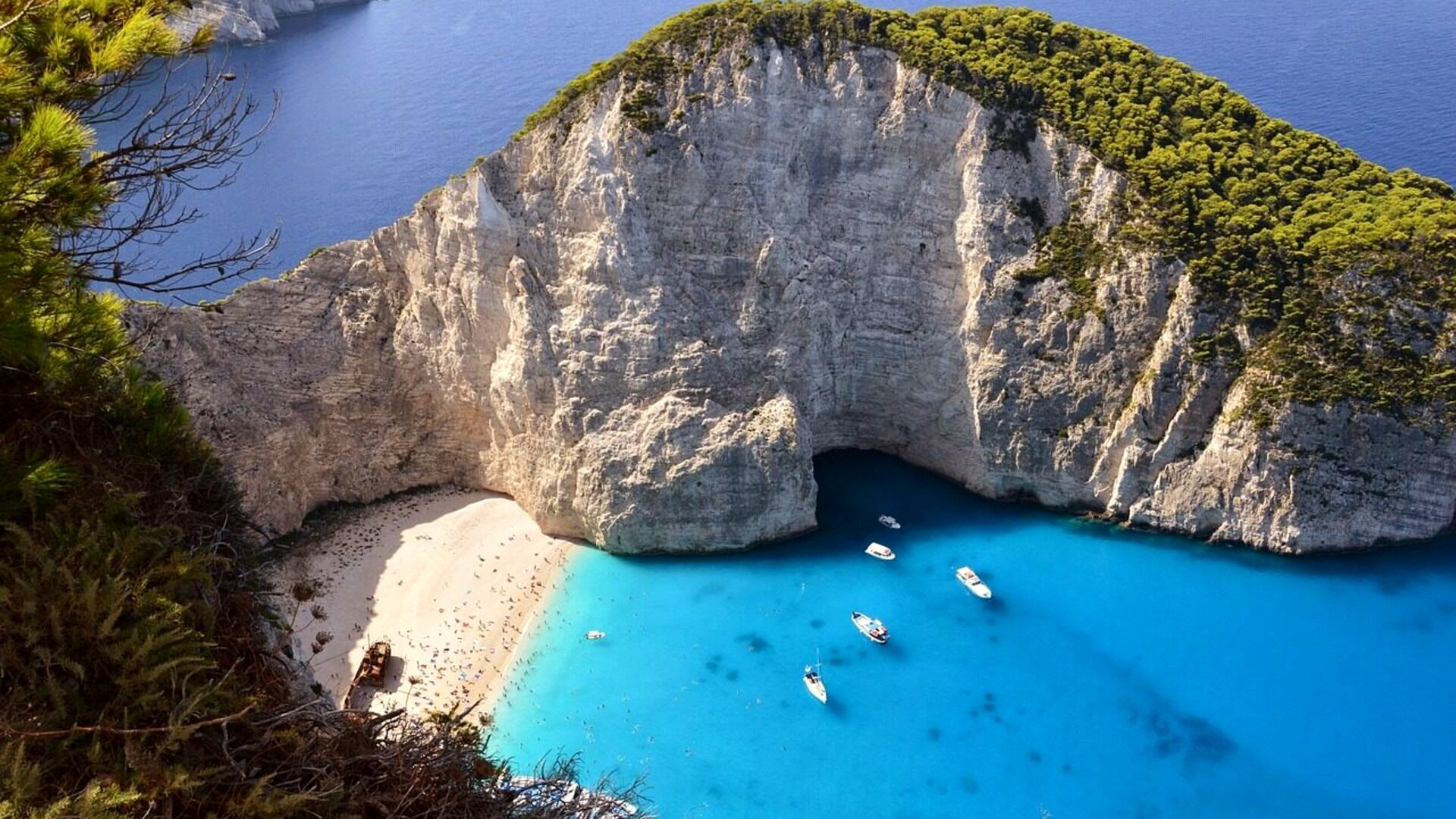 La plage du Naufrage (Navagio) vue depuis le belvédère - Zante, Grèce